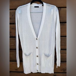 NWOT ATM Anthony Thomas Melillo mesh front cardigan, Ivory, sz Small